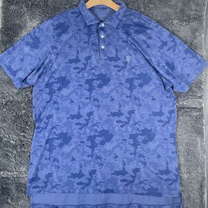 B.Draddy Polo Shirt Men’s XL Navy Blue Camouflage Short Sleeve Golf Stretch Prep